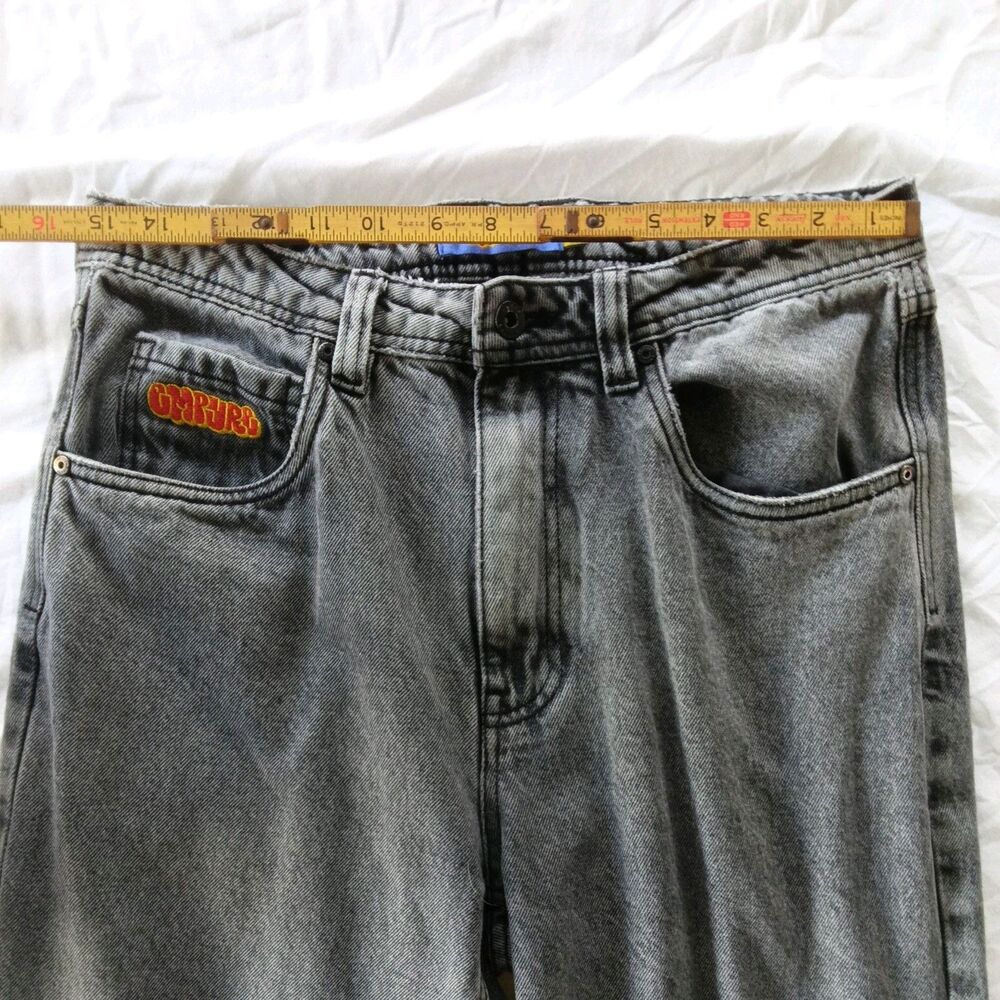 Empyre Grey Acid Wash Baggy Wide Leg Y2K Skate Jeans Size 30